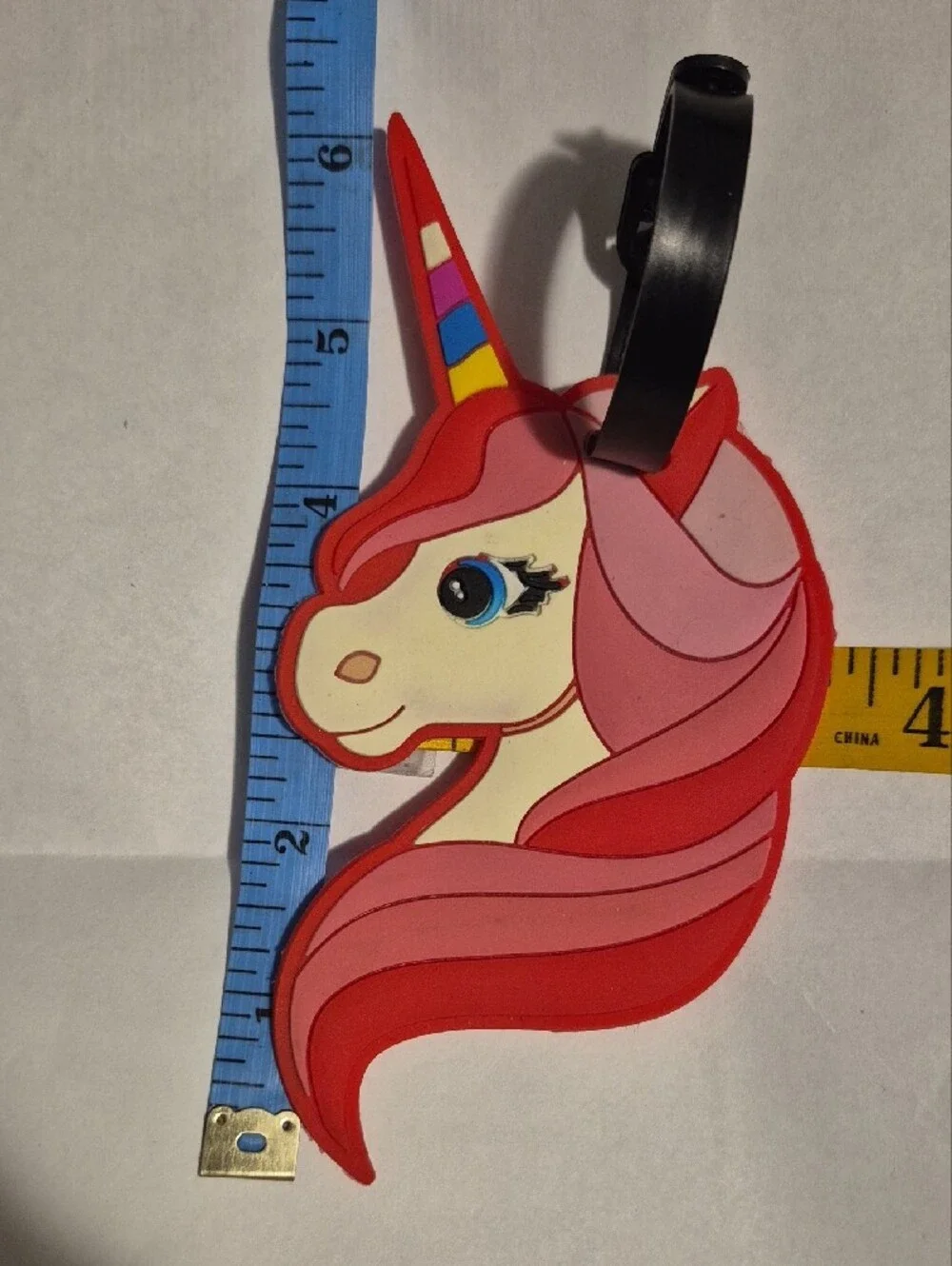 Kids Unicorn Luggage Tag in Pink and Red